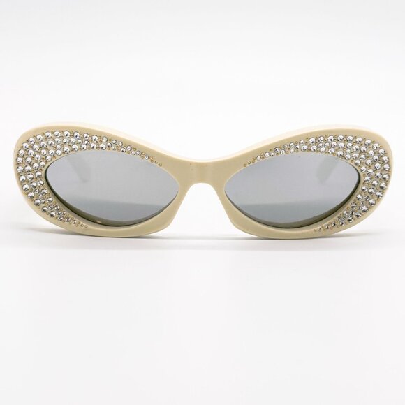 NEW VALENTINO SUNGLASSES VLS-178E IVORY/BLUE OVAL WOMEN EYEWEAR main image 6